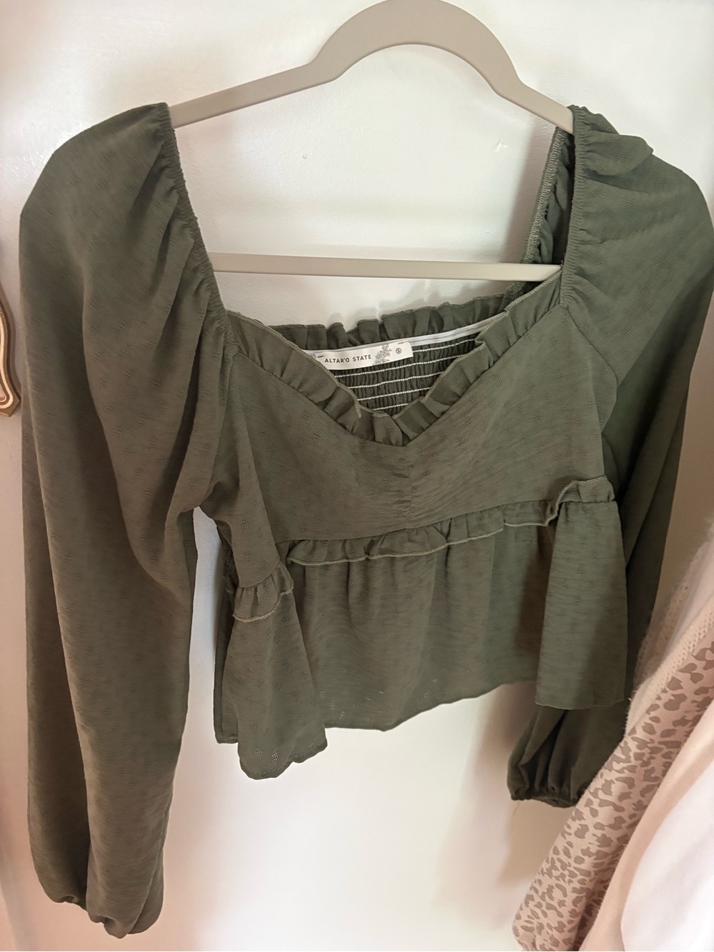Forest green long sleeve blouse Altar’d state